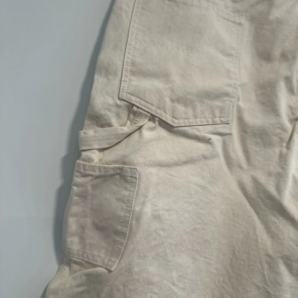 EUC Vintage 90s Caboose Sz: 40 Cream Canvas Carpenter Workwear Cargo Shorts.